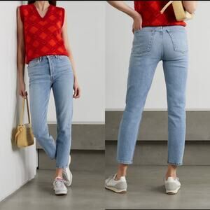 Anthropologie REDONE 90's High Rise Ankle Crop Skinny Jean Light Size 29 NWT
